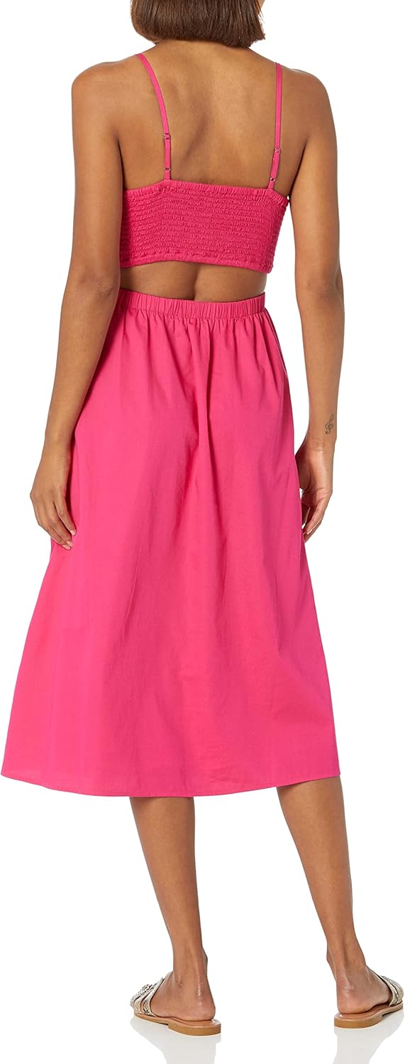 SIZE LARGE The Drop Women's Makenna Strappy Cross-Front Smocked-Back Midi Dress